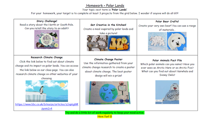 Here is the Spring 1 Homework!